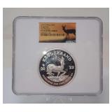 2022 S. AFRICA S2KR, SILVER KRUGERAND, FIRST RELEASES, NGC GRADED PF70 ULTRA CAMEO, 2 OZ.