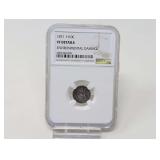 1871 SEATED LIBERTY HALF DIME COIN, NGC GRADED VF DETAILS / ENVIRONMENTAL DAMAGE