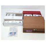 COIN COLLECTING SUPPLIES AND WOODEN CIGAR BOX