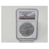 2011 1 OZ FINE SILVER EAGLE DOLLAR COIN, EAGLE 25TH ANNIVERSARY, EARLY RELEASES, NGC GRADED MS70