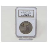 1986-S LIBERTY ELLIS ISLAND SILVER DOLLAR COIN, NGC GRADED PF69 ULTRA CAMEO