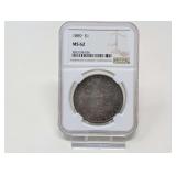 1889-P MORGAN SILVER DOLLAR COIN, NGC GRADED MS62