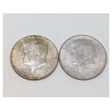 PAIR OF PRE-1965 KENNEDY SILVER HALF DOLLAR COINS