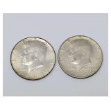 1964 AND 1964-D KENNEDY SILVER HALF DOLLAR COINS