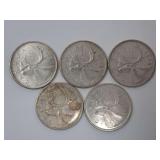 (5) 1968 SILVER CANADIAN QUARTERS