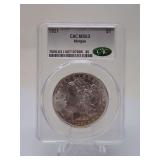 1921 MORGAN SILVER DOLLAR COIN, CAC GRADED MS63