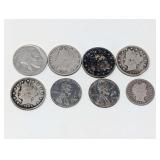 VINTAGE AND ANTIQUE COINS INCLUDING V-NICKELS, BUFFALO NICKEL, AND 1897 SILVER DIME