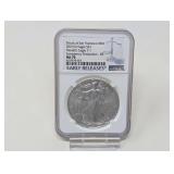 2021-S 1 OZ FINE SILVER EAGLE DOLLAR COIN, HERALDIC EAGLE T-1, EMERGENCY PRODUCTION - ER, NGC GRADED MS70