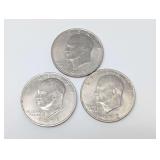 THREE IKE DOLLAR COINS INCLUDING PAIR OF 1971-D AND SINGLE 1972-P