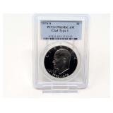 1976-S EISENHOWER CLAD TYPE 1 DOLLAR COIN, PCGS GRADED PR69DCAM