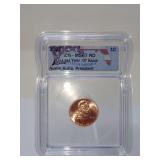 2025 LINCOLN SHIELD CENT, LAST YEAR OF ISSUE, LABEL SIGNED BY AUSTIN HUTTO, ICG GRADED MS67RD