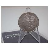 1882-O MORGAN SILVER DOLLAR COIN WITH GOVMINT AUTHENTICATION