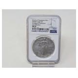 2020-P 1 OZ FINE SILVER EAGLE DOLLAR COIN, EMERGENCY PRODUCTION, EARLY RELEASES, NGC GRADED MS70