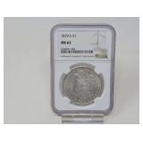 1879-S MORGAN SILVER DOLLAR COIN, NGC GRADED MS63