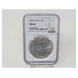 2002 1 OZ FINE SILVER EAGLE DOLLAR COIN, NGC GRADED MS68