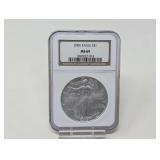 2006 1 OZ FINE SILVER EAGLE DOLLAR COIN, NGC GRADED MS69