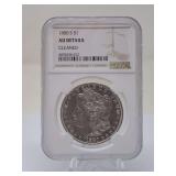 1880-S MORGAN SILVER DOLLAR COIN, NGC GRADED AU DETAILS CLEANED