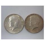 (2) 1964 KENNEDY HALF DOLLAR COINS