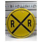Railroad crossing round sign
