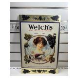 Welchï¿½s tin over cardboard sign