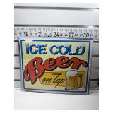 Ice cold beer on tap sign