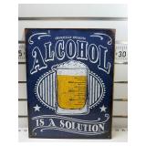 Alcohol is a solution sign