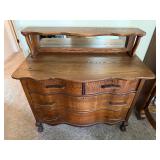 Antique tiger oak front dresser with mirror