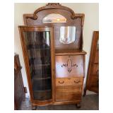 Tiger oak side-by-side drop-front secretary