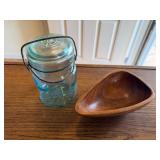 Ex seal jar and wood bowl