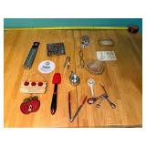 Kitchen items and nails and candy therm lot