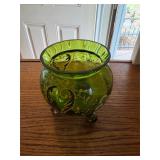 Emerald green glass rose bowl