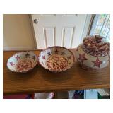 Pink sponge ware pottery set