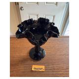 Fenton black glass candy compote