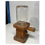 Handmade wooden and glass jar candy dispenser