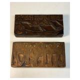 Pair of vintage letterpress printing blocks