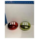 M&M candy shaped tin, one unopened