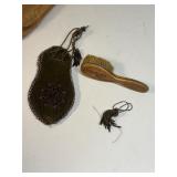 1909 brush and velvet beadwork bag