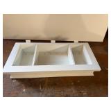 White wood slatwall shelf