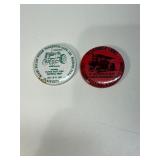 Metal steam engine farm fest buttons