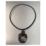 Sterling silver and garnet pendant necklace