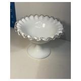 Fenton Silver Crest milk glass footed candy dish