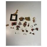 Jewelry, Christmas pins, earrings group lot
