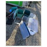 Group of various totes and lids