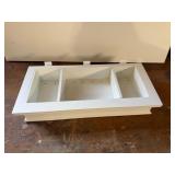 White wood slatwall shelf