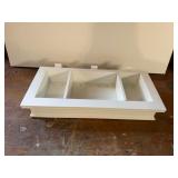 White wood slatwall shelf
