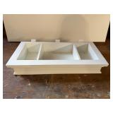 White wood slatwall shelf