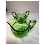 Heisey green creamer set