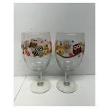 Vintage birdie wine glasses