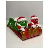 M&M ceramic Christmas tree sleigh candy dish