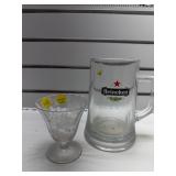 Small glass and Heineken mug